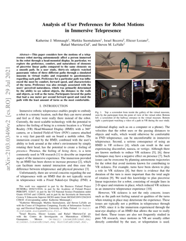 Analysis of User Preferences for Robot Motions in Immersive Telepresence