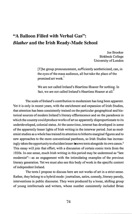 "A Balloon Filled with Verbal Gas": Blather and the Irish Ready-Made School