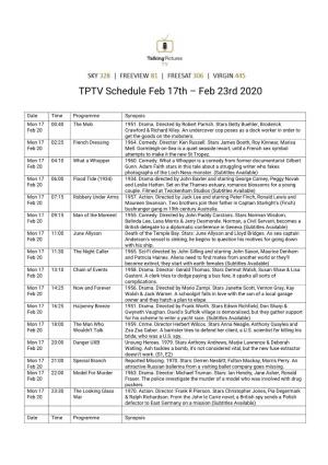 TPTV Schedule Feb 17Th – Feb 23Rd 2020