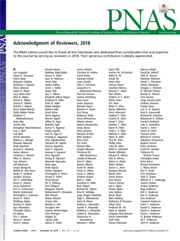 Acknowledgment of Reviewers, 2018