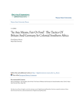 The Tactics of Britain and Germany in Colonial Southern Africa