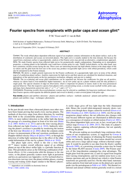 Fourier Spectra from Exoplanets with Polar Caps and Ocean Glint⋆
