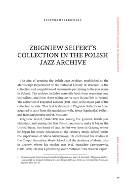 Zbigniew Seifert's Collection in the Polish Jazz Archive