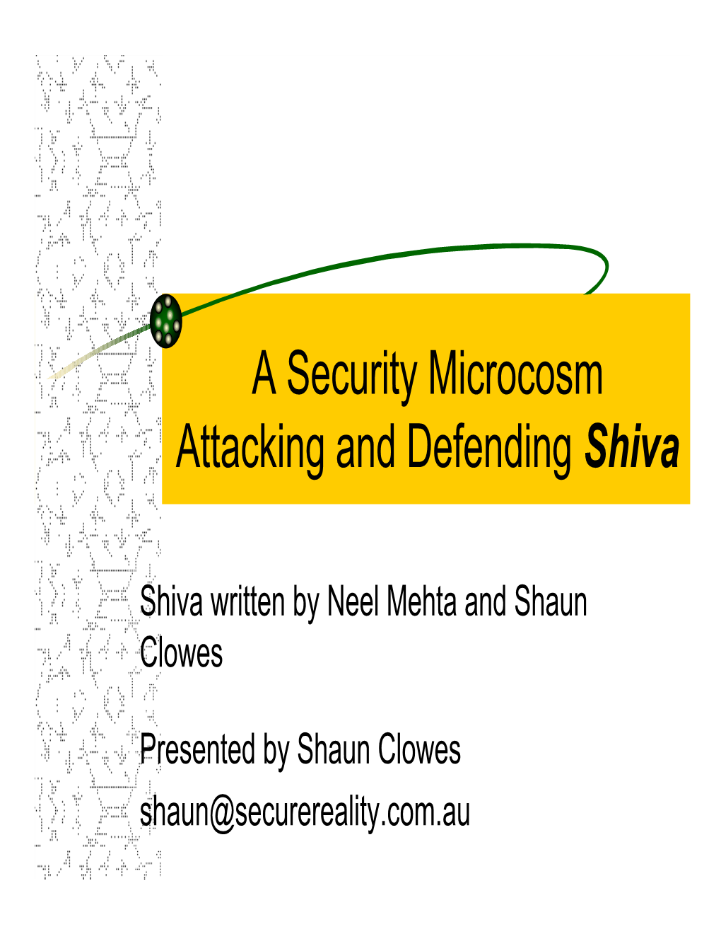 A Security Microcosm Attacking and Defending Shiva