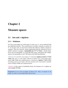 Chapter 2 Measure Spaces