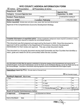 Nye County Agenda Information Form