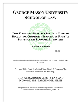 Bundling by Firms? a Survey of the Economic Literature