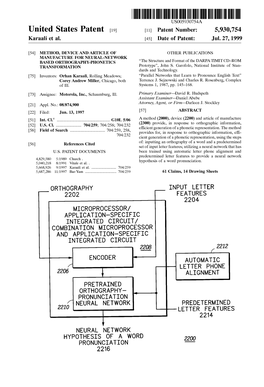 United States Patent (19) 11 Patent Number: 5,930,754 Karaali Et Al