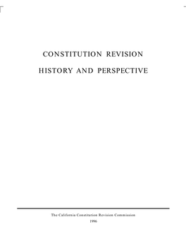 Constitution Revision History and Perspective