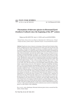 Fluctuations of Tidewater Glaciers in Hornsund Fjord (Southern Svalbard) Since the Beginning of the 20Th Century