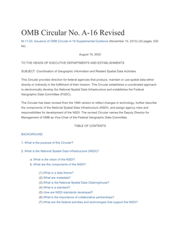 OMB Circular No. A-16 Revised