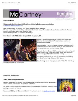 Company News Welcome to the New Year 2007 Edition of the Mccartney