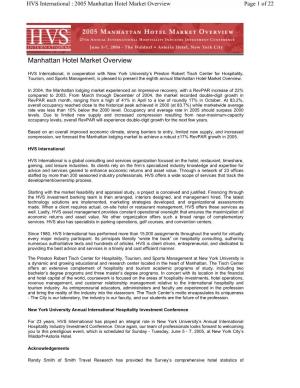 2005 Manhattan Hotel Market Overview Page 1 of 22