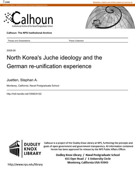 North Korea's Juche Ideology and the German Re-Unification Experience