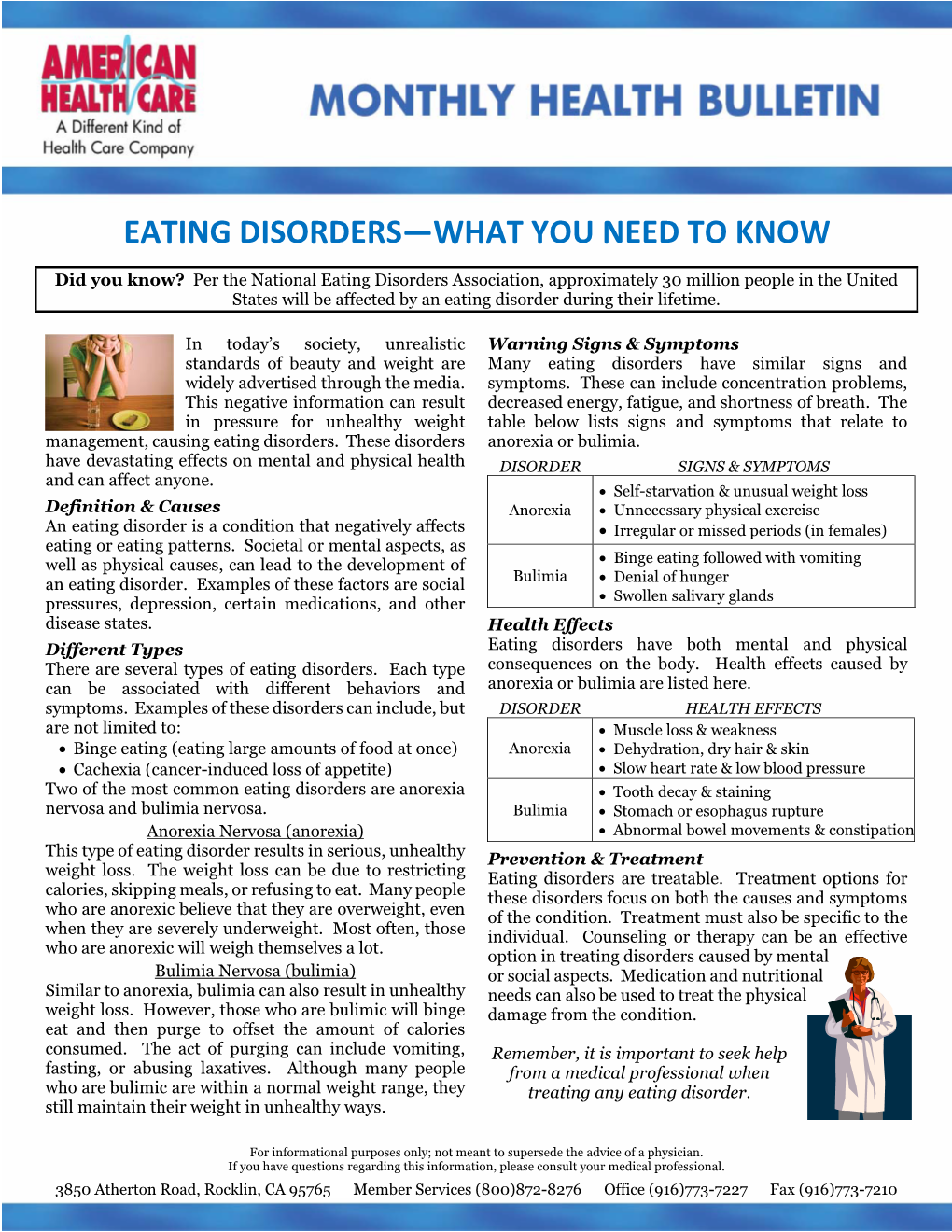Eating Disorders—What You Need to Know