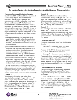 Correction Factors, Ionization Energies and Calibration