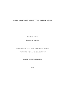 Wayang Kontemporer: Innovations in Javanese Wayang