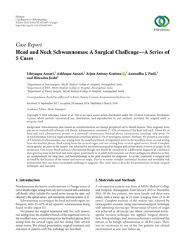 Case Report Head and Neck Schwannomas: a Surgical Challenge—A Series of 5 Cases