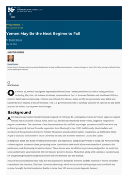 Yemen May Be the Next Regime to Fall | the Washington Institute