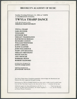 TWYLA THARP DANCE with Special Guest Artist MIKHAIL BARYSHNIKOV