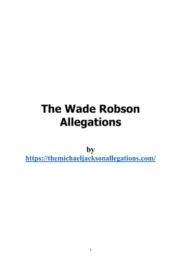 Wade Robson Allegations