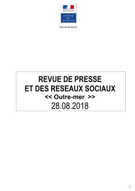 REVUE DE PRESSE ET DES RESEAUX SOCIAUX ˂˂ Outre-Mer ˃˃ 28.08.2018