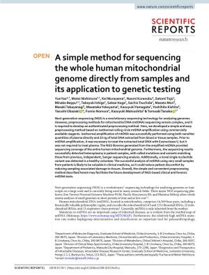A Simple Method for Sequencing the Whole Human Mitochondrial