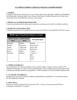 SCLA Athletic Policies and Procedures