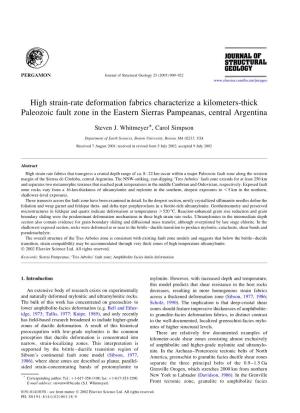 High Strain-Rate Deformation Fabrics Characterize a Kilometers-Thick Paleozoic Fault Zone in the Eastern Sierras Pampeanas, Central Argentina
