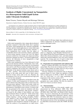 Synthesis of Highly Concentrated Ag Nanoparticles in a Heterogeneous Solid-Liquid System Under Ultrasonic Irradiation