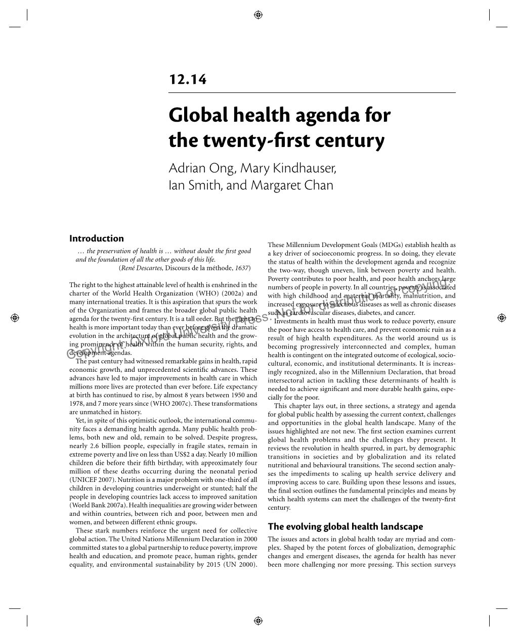 Global Health Agenda for the Twenty-First Century 1715