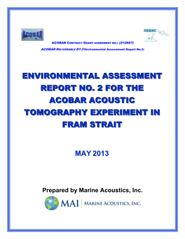 Environmental Assessment Report No. 2 for the Acobar