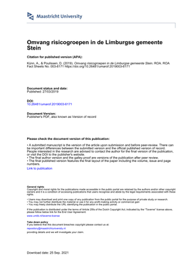 Omvang Risicogroepen in De Limburgse Gemeente Stein