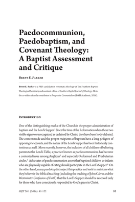 Paedocommunion, Paedobaptism, and Covenant Theology