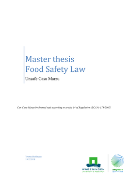 Master Thesis Food Safety Law