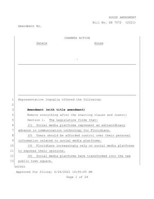 HOUSE AMENDMENT Bill No. SB 7072 (2021) Amendment No
