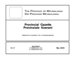 Provincial Gazette Provinsiale Koerant