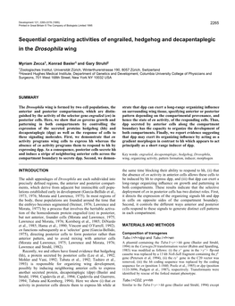 Sequential Organizing Activities of Engrailed, Hedgehog and Decapentaplegic in the Drosophila Wing