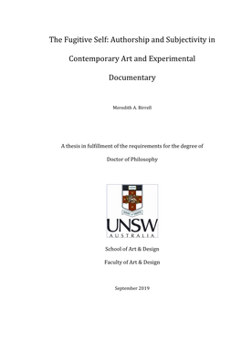 Authorship and Subjectivity in Contemporary Art and Experimental