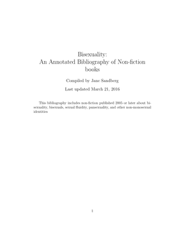Bisexuality: an Annotated Bibliography of Non-Fiction Books