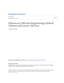 References to Television Programming in Judicial Opinions and Lawyers' Advocacy