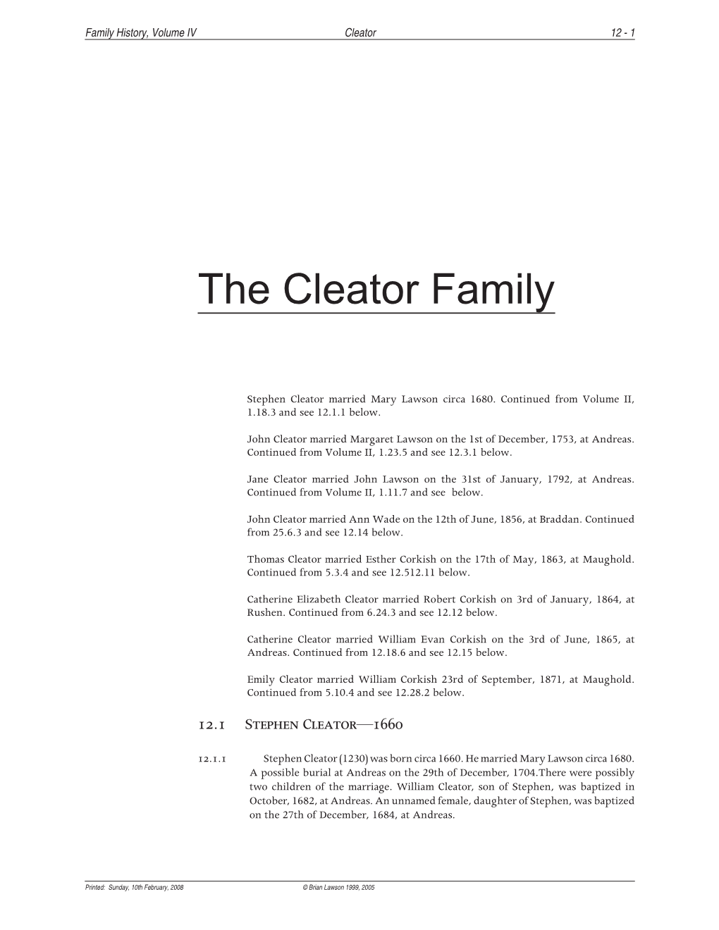 The Cleator Family