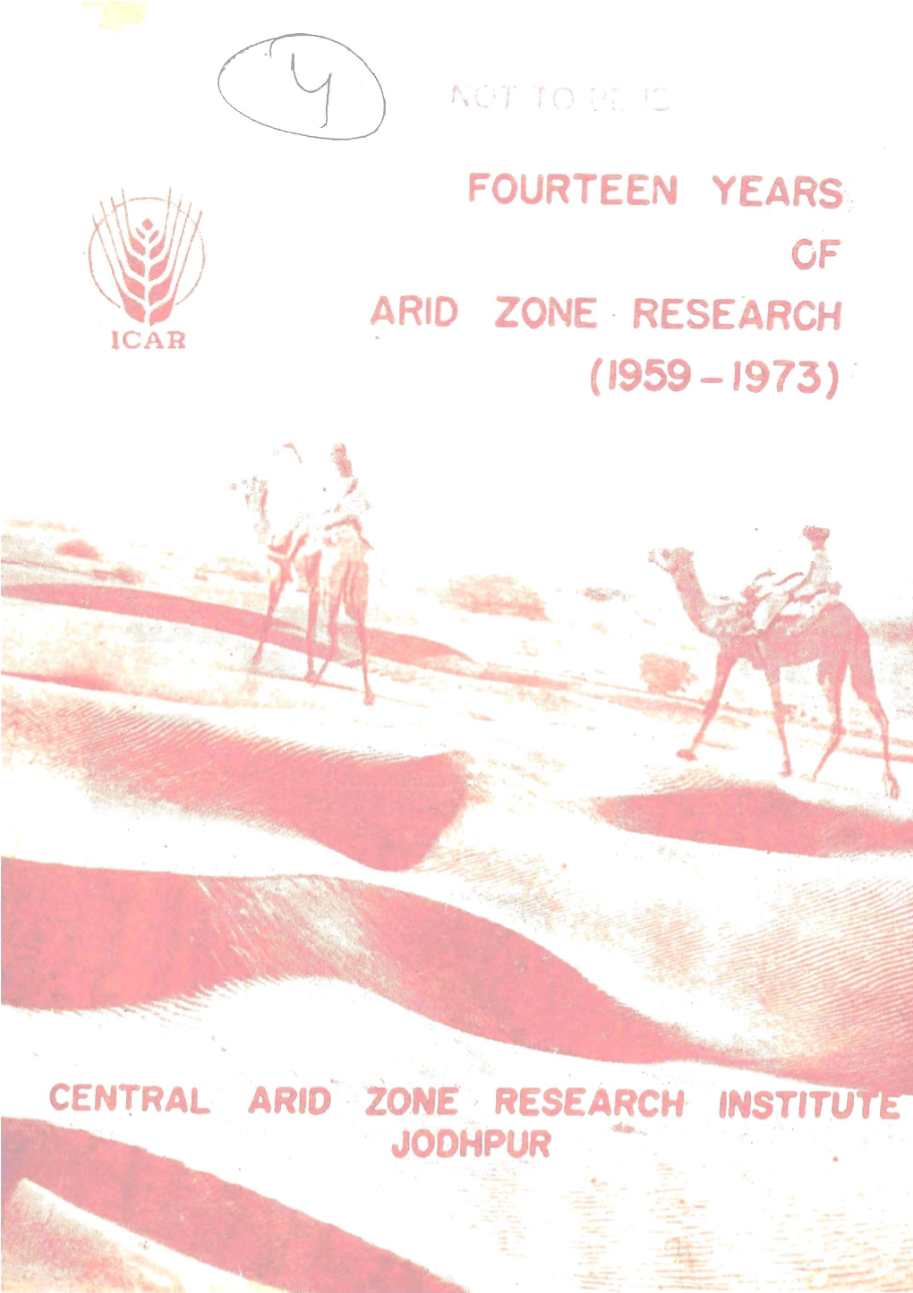 ARID ZONE · RESEARCH Lear (1959-1973)