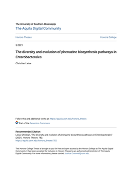 The Diversity and Evolution of Phenazine Biosynthesis Pathways in Enterobacterales