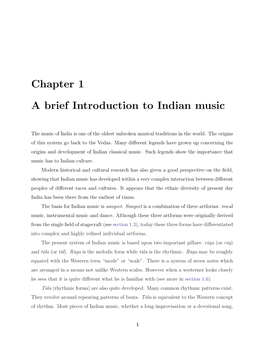 Chapter 1 a Brief Introduction to Indian Music
