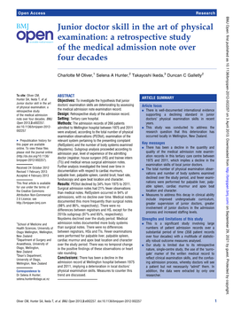 Junior Doctor Skill in the Art of Physical Examination: a Retrospective Study of the Medical Admission Note Over Four Decades
