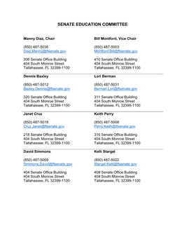 Senate Education Committees Member Contact List