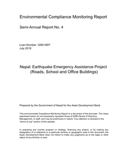 Earthquake Emergency Assistance Project (Roads, School and Office Buildings)