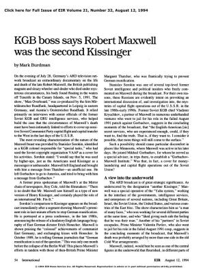 KGB Boss Says Robert Maxwell Was the Second Kissinger