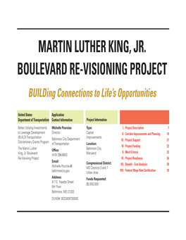 MARTIN LUTHER KING, JR. BOULEVARD RE-VISIONING PROJECT Building Connections to Life’S Opportunities